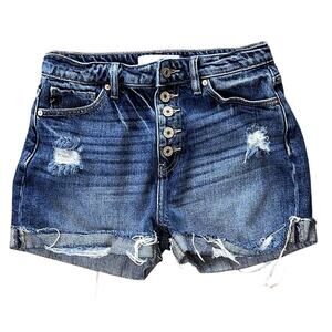 KanCan Distressed Button Fly Mid-Rise Cotton Cut Off Jean Shorts Small